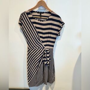 BCBGMaxAzria Black and Tan Striped Mini Dress